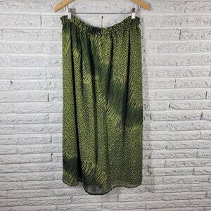 Kaktus Womens Skirt 2X Pull On Green Black Animal Print Lightweight ANI44E